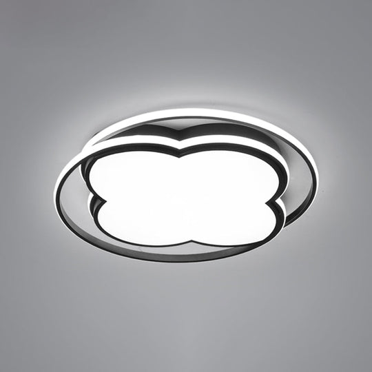 Modern Black Floral LED Ceiling Lamp for Minimalistic Bedroom Lighting