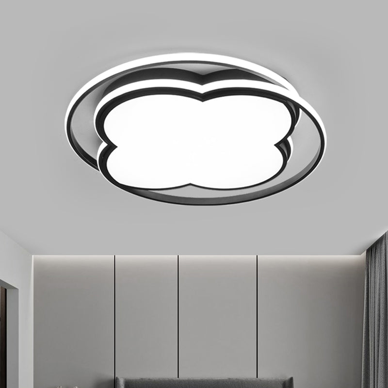 Modern Black Floral Led Ceiling Lamp For Minimalistic Bedroom Lighting