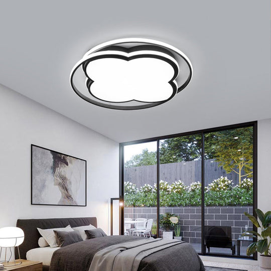 Modern Black Floral LED Ceiling Lamp for Minimalistic Bedroom Lighting