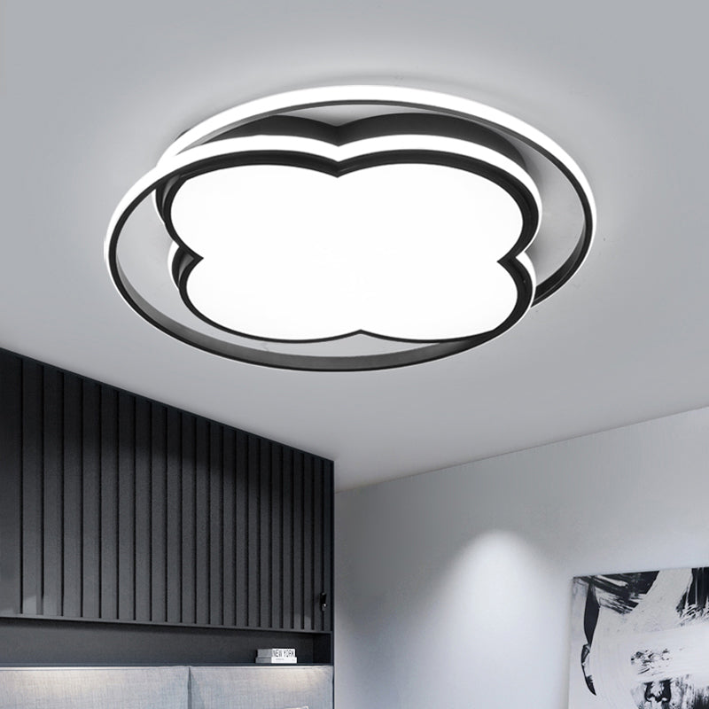 Modern Black Floral LED Ceiling Lamp for Minimalistic Bedroom Lighting
