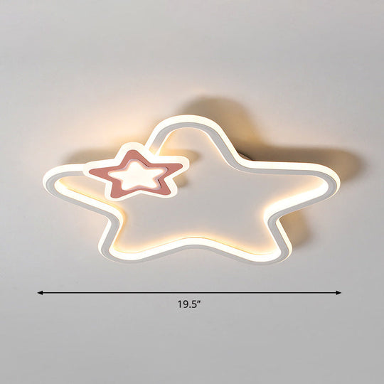 Kids' Cartoon Star LED Ceiling Light Fixture - Acrylic Flushmount for Bedroom