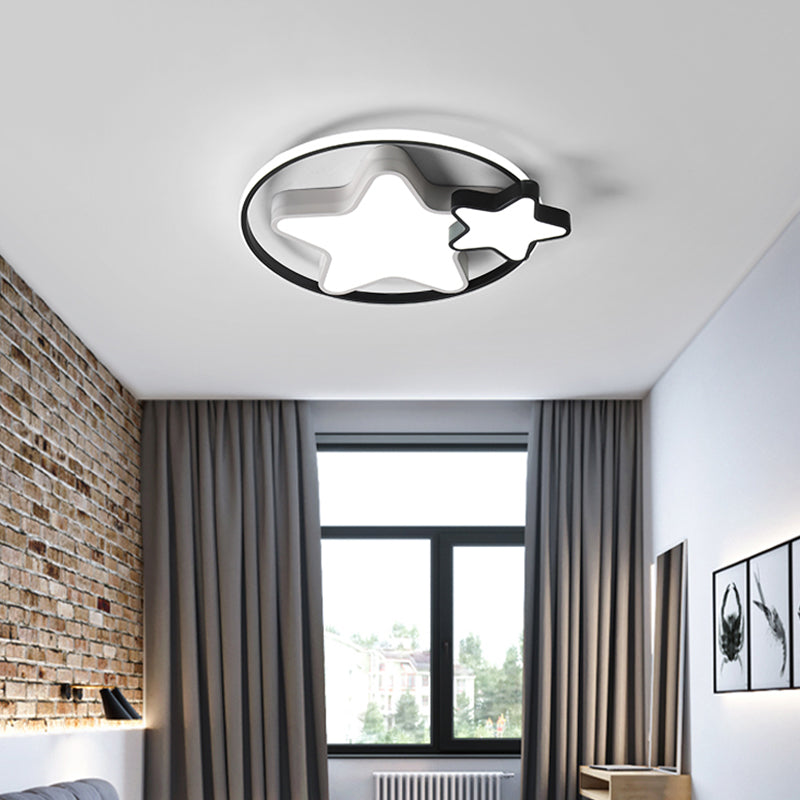 Plafonnier LED en forme d'étoile pour chambre d'enfant en acrylique noir et blanc