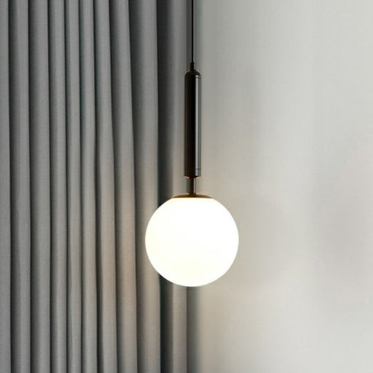 Nordic Opal Glass Pendant Lamp - 1-Light Bedside Hanging Light Fixture