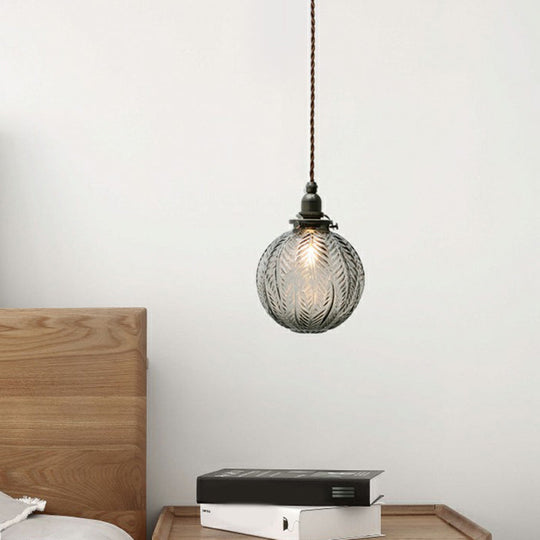 Nordic Glass Orb Mini Pendant Lighting - Textured Finish Sleek Black Design Ideal For Bedroom