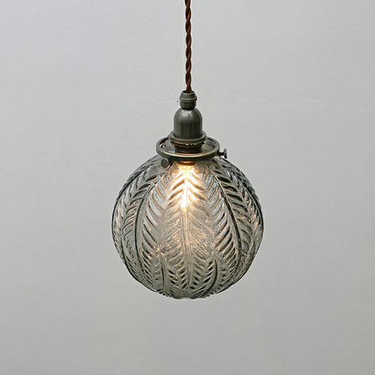 Textured Glass Orb Mini Pendant Light in Nordic Style with Black Hanging Cord for Bedroom