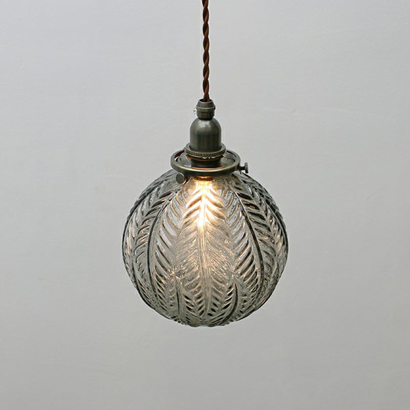 Nordic Glass Orb Mini Pendant Lighting - Textured Finish Sleek Black Design Ideal For Bedroom