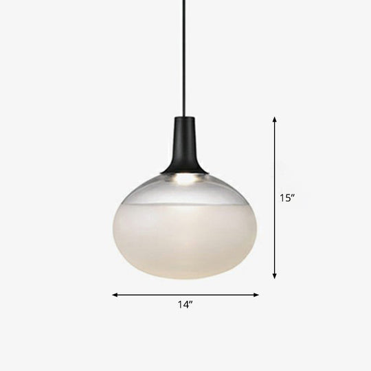 Modern Black Glass Elliptical Suspended Lighting Fixture for Restaurants