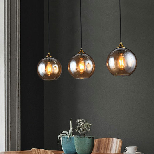 Spherical Multi-Glass Ceiling Lamp with 3 Lights for Modern Dining Room Suspension