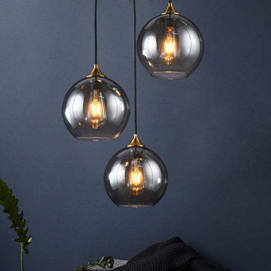 Spherical Multi-Glass Ceiling Lamp with 3 Lights for Modern Dining Room Suspension