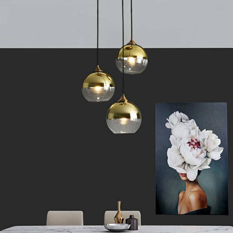 Sleek Postmodern Glass Suspension Pendant Light - 3-Light Ceiling Lamp For Dining Room