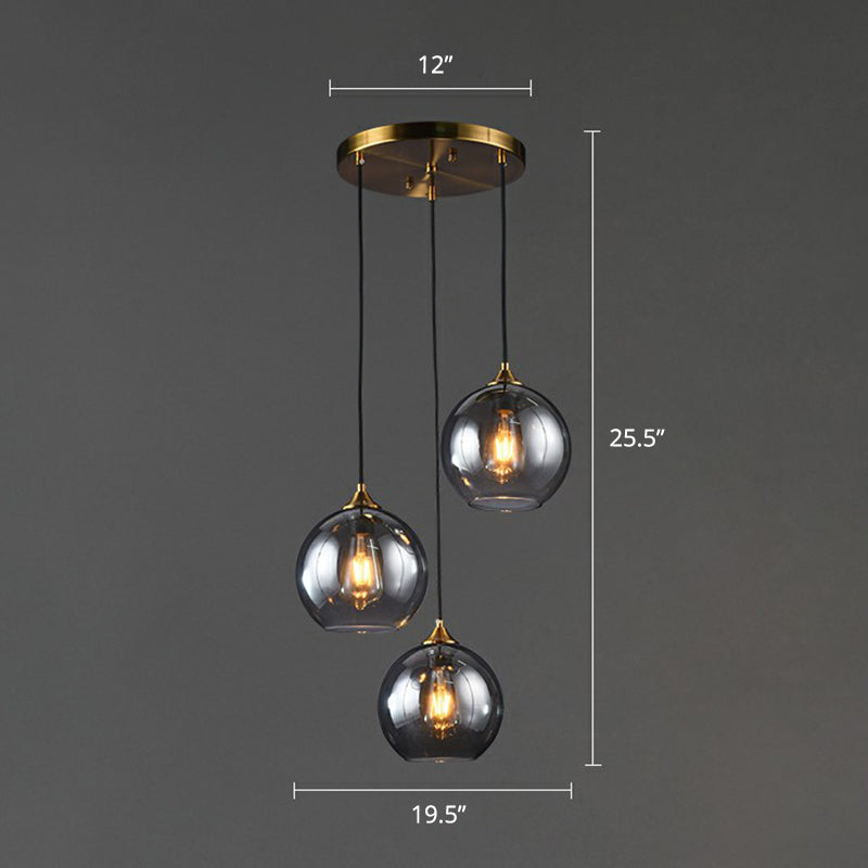 Spherical Multi-Glass Ceiling Lamp with 3 Lights for Modern Dining Room Suspension