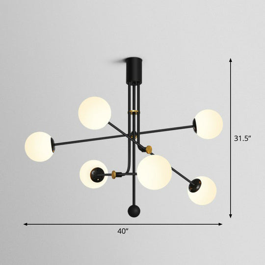 Lustre minimaliste noir : suspension verticale avec abat-jour en verre sphérique - Idéal pour les restaurants