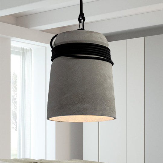 Industrial Style Cement Black/Gray/Beige Finish Pendant Light with Rope