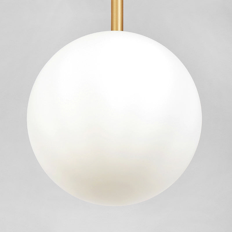 Opaline Glass Minimalist Pendant Ball Bedside Light, Brass Suspension - 1-Light