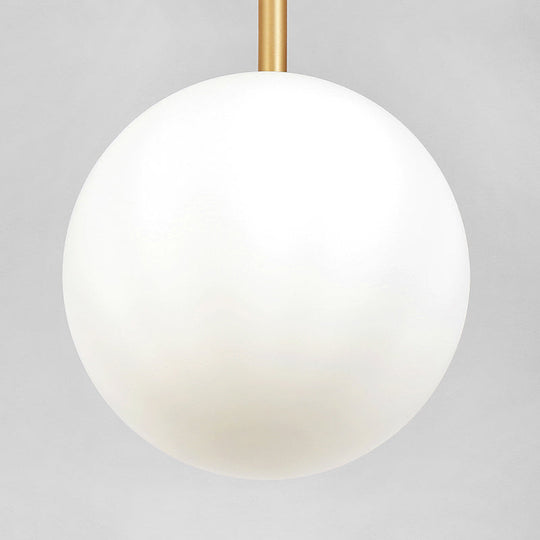 Opaline Glass Minimalist Pendant Ball Bedside Light, Brass Suspension - 1-Light