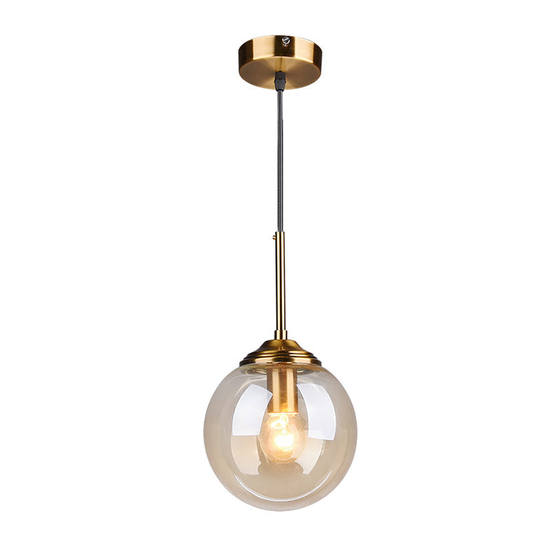 Postmodern Glass Pendant Light: Sphere Drop Design with Bedside & Ceiling Mounts - Brass Finish