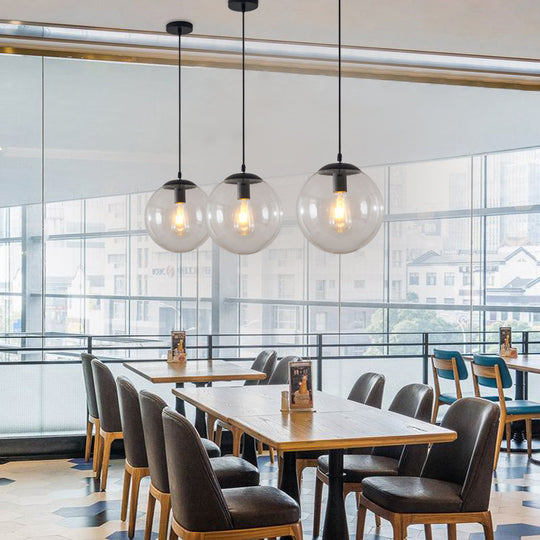 Minimalist 1-Head Glass Pendant Lamp for Restaurants with Sphere Shade
