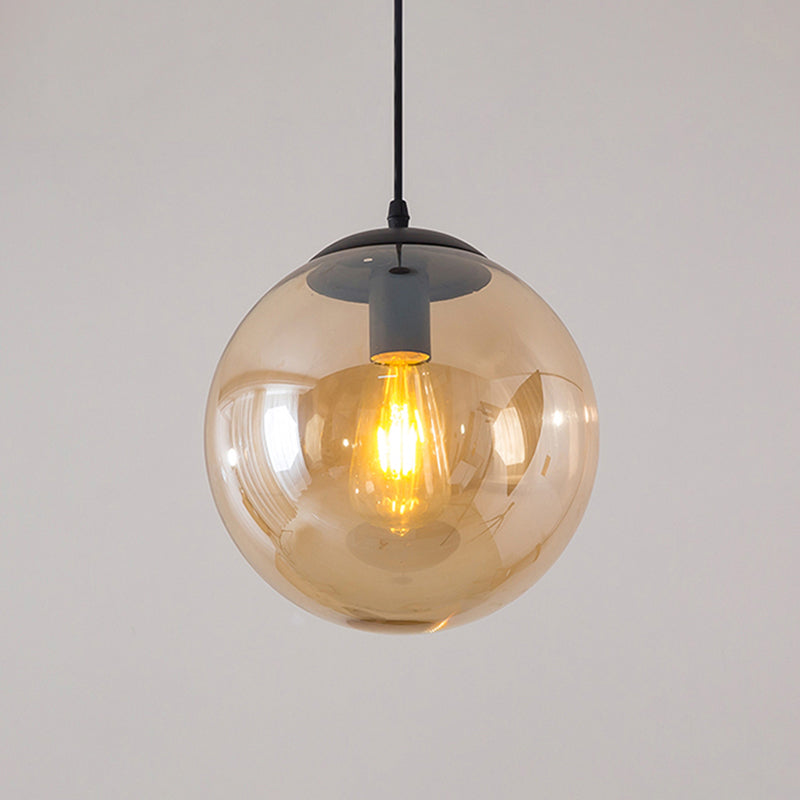 Minimalist 1-Head Glass Pendant Lamp for Restaurants with Sphere Shade