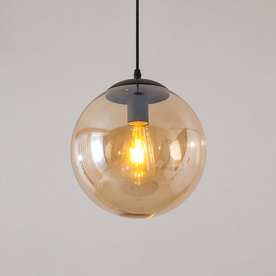 Minimalist 1-Head Glass Pendant Lamp for Restaurants with Sphere Shade