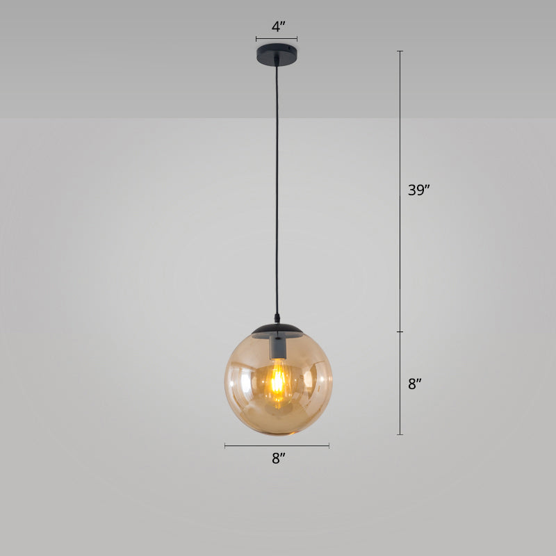Minimalist 1-Head Glass Pendant Lamp for Restaurants with Sphere Shade