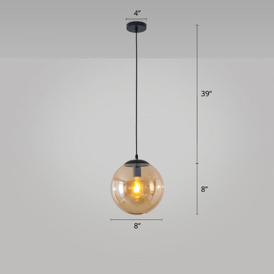 Minimalist 1-Head Glass Pendant Lamp for Restaurants with Sphere Shade