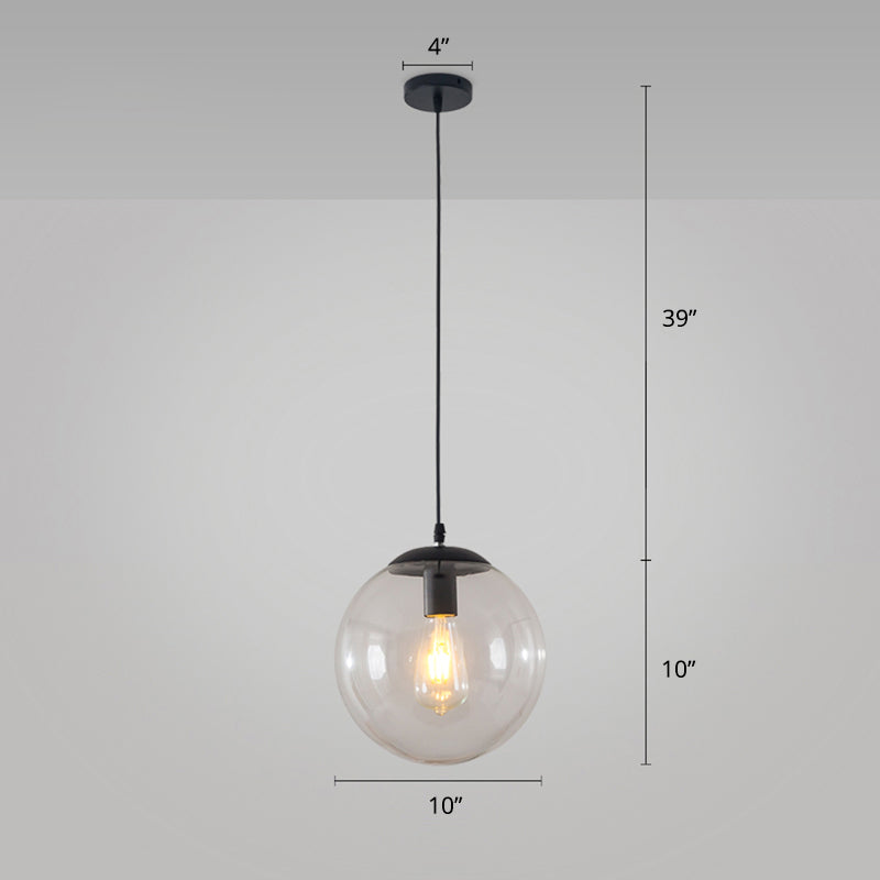 Minimalist 1-Head Glass Pendant Lamp for Restaurants with Sphere Shade