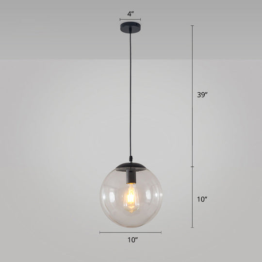 Minimalist 1-Head Glass Pendant Lamp for Restaurants with Sphere Shade