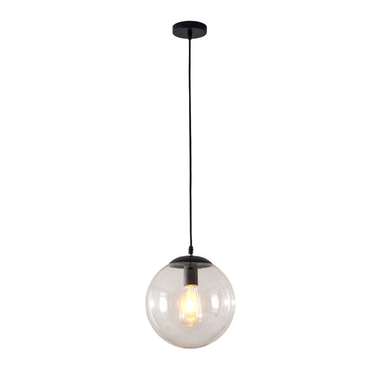 Minimalist 1-Head Glass Pendant Lamp for Restaurants with Sphere Shade
