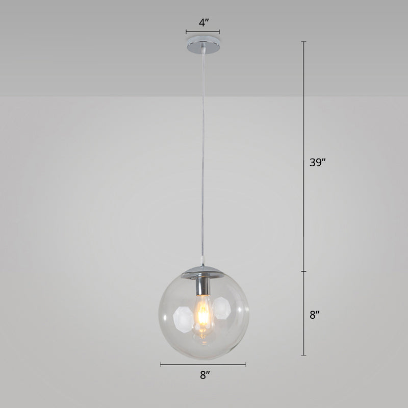 Minimalist 1-Head Glass Pendant Lamp for Restaurants with Sphere Shade