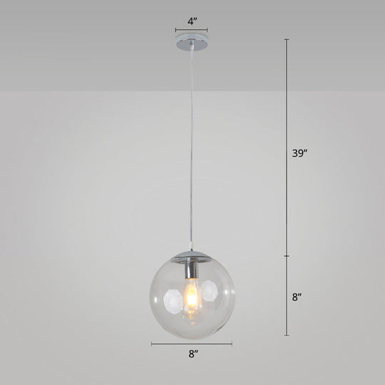 Minimalist 1-Head Glass Pendant Lamp for Restaurants with Sphere Shade