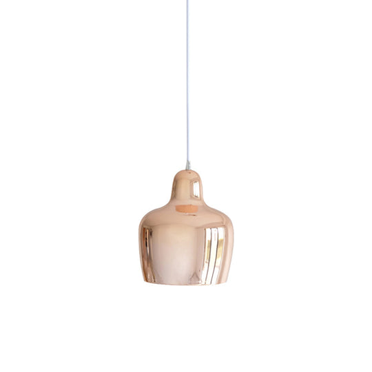 Modern Urn Shaped Metal Suspension Light - 1-Light Pendant For Restaurants Rose Gold