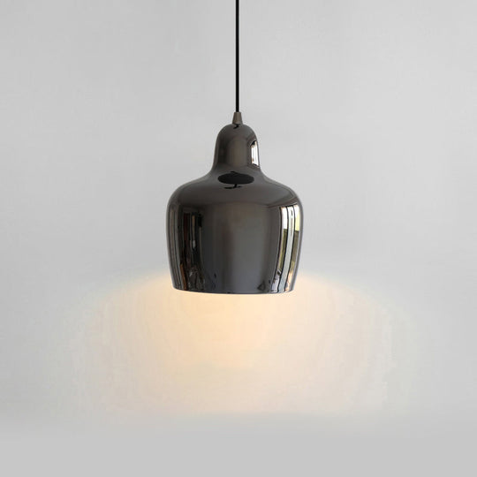 Modern Urn Shaped Metal Suspension Light - 1-Light Pendant For Restaurants