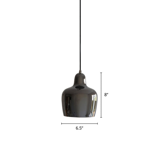 Modern Urn Shaped Metal Suspension Light - 1-Light Pendant For Restaurants