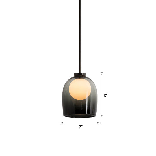 Minimalist Black Glass Pendant Lighting - Bell and Ball Design | Ideal Hanging Lamp for Dining Room