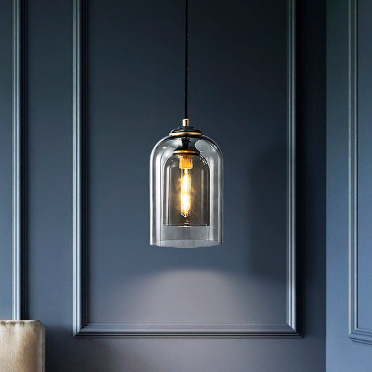 Dome Pendant Light Fixture with 2 Shades - Nordic Glass, 1-Light Bedside Pendulum Lighting