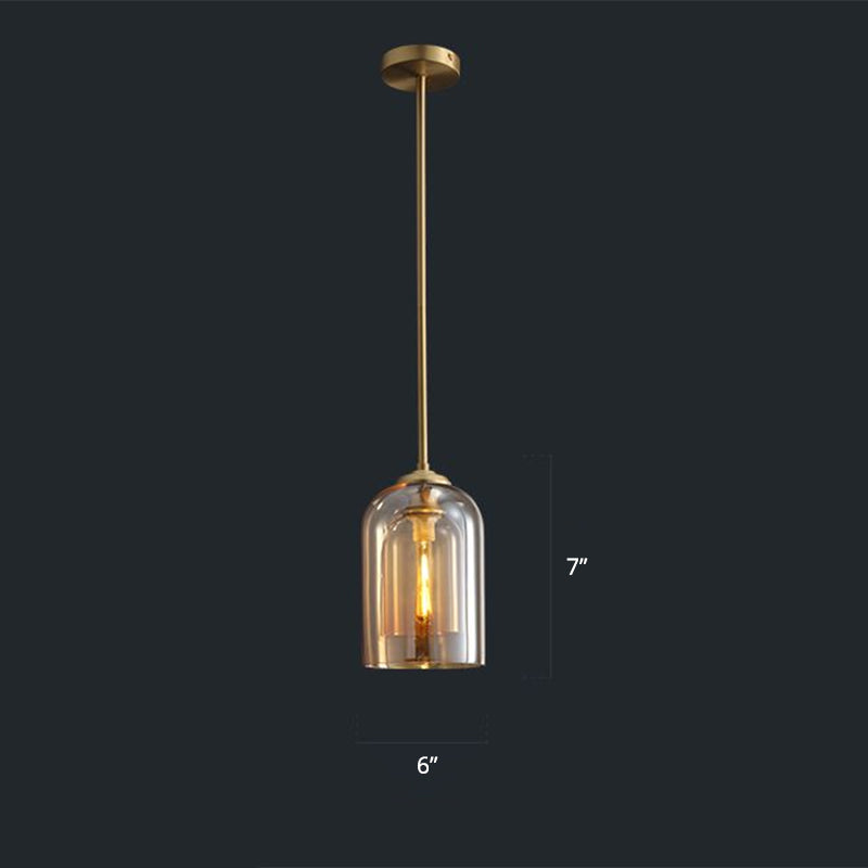 Dome Pendant Light Fixture with 2 Shades - Nordic Glass, 1-Light Bedside Pendulum Lighting