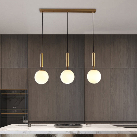 Sleek Brass Ball Pendant Light For Open Kitchen Simplicity Glass Ceiling Fixture 3 / White