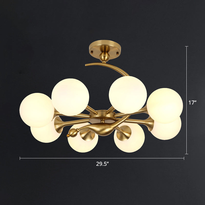 Postmodern Glass Chandelier with Brass Finish, Ideal for Living Room – Stylish Suspension Lamp