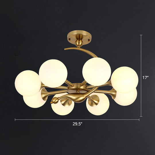 Postmodern Glass Chandelier with Brass Finish, Ideal for Living Room – Stylish Suspension Lamp