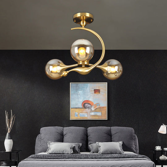 Postmodern Glass Chandelier with Brass Finish, Ideal for Living Room – Stylish Suspension Lamp