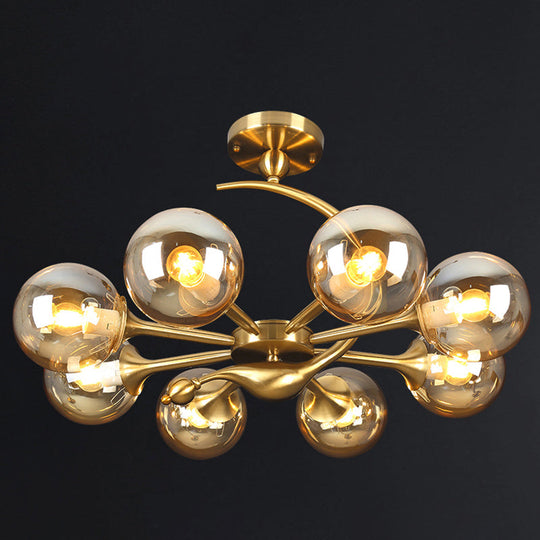 Postmodern Glass Chandelier with Brass Finish, Ideal for Living Room – Stylish Suspension Lamp