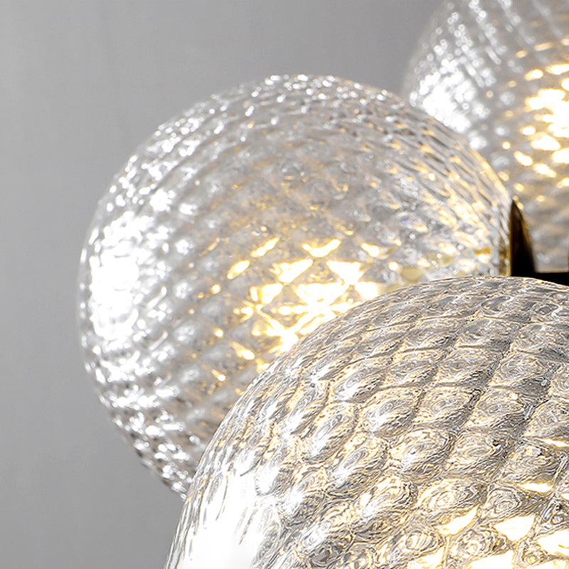 Lustre à suspension boule design noir avec verre à treillis transparent - Luminaire suspendu pour restaurant