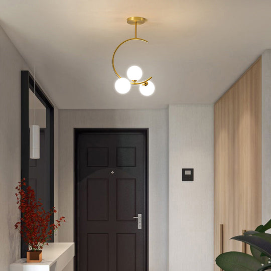 Lustre Simplicity - Lampe suspendue en verre opalin avec bras en C pour chambre à coucher