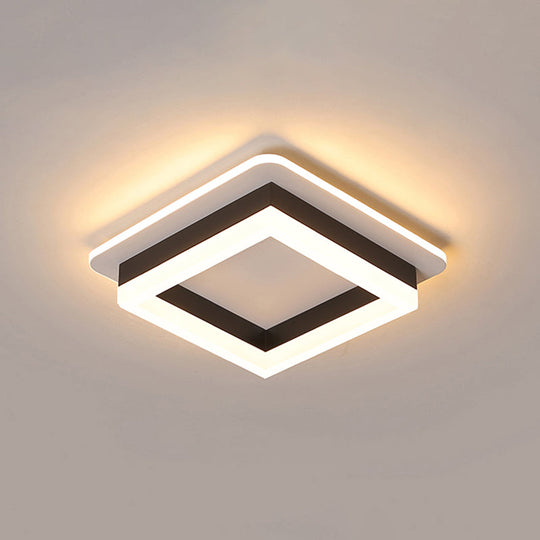 Compact Metal LED Flush Mount Ceiling Light with Acrylic Diffuser - Minimalist Design
