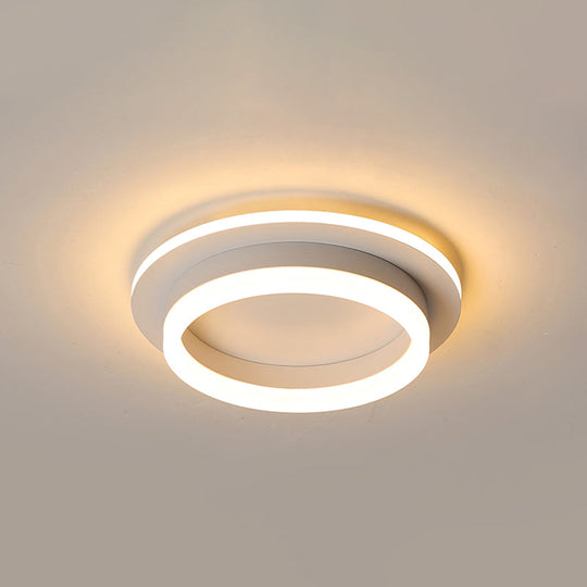 Compact Metal LED Flush Mount Ceiling Light with Acrylic Diffuser - Minimalist Design