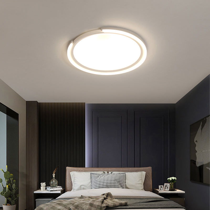 Modern Led Flush Mount Light With Extra-Thin Aluminum Frame For Bedroom Ceiling - Nordic Style White