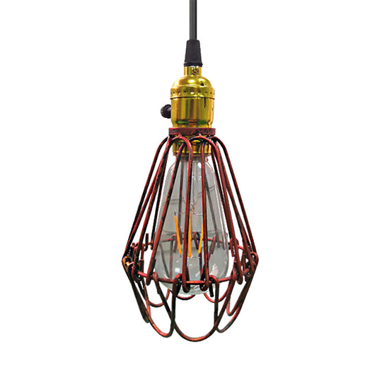 Farmhouse Style Metal Wire Ceiling Pendant Light In Aged Silver/Antique Copper Finish