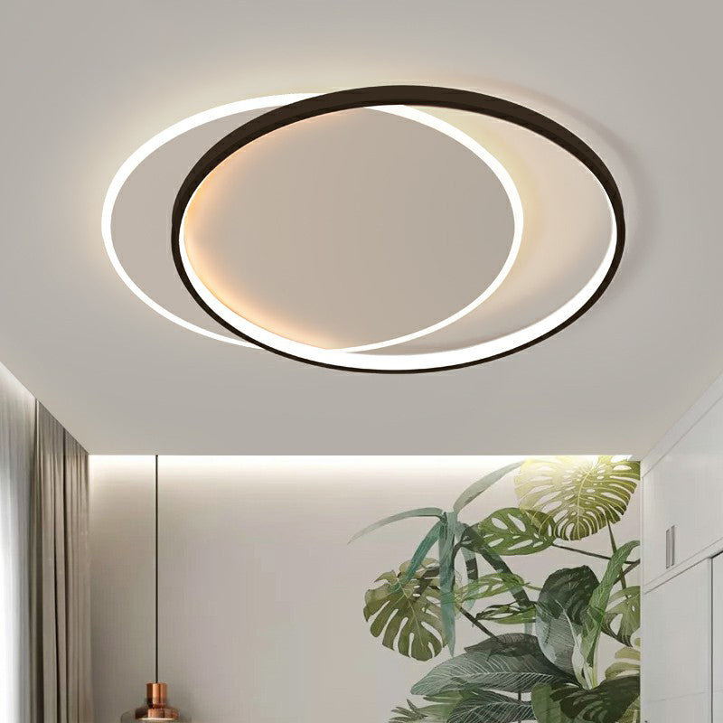 Circular Flush Light Fixture with Acrylic Shade in Black and White - Simplicity LED Ceiling Mount Lamp