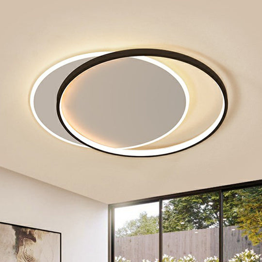 Circular Flush Light Fixture with Acrylic Shade in Black and White - Simplicity LED Ceiling Mount Lamp