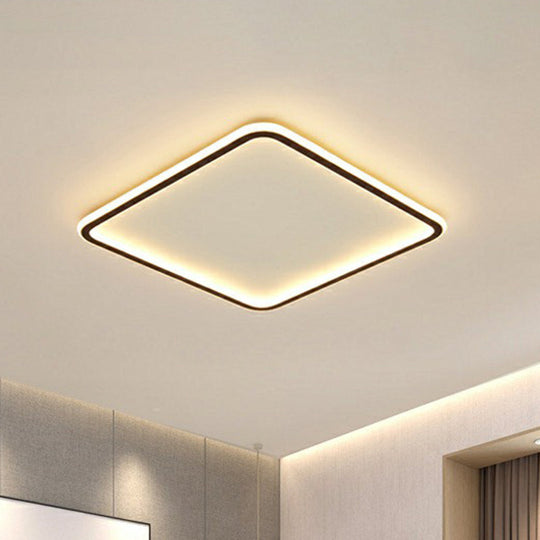 Minimalist Black Square LED Flush Ceiling Lamp - Ultrathin Acrylic Bedroom Light Fixture